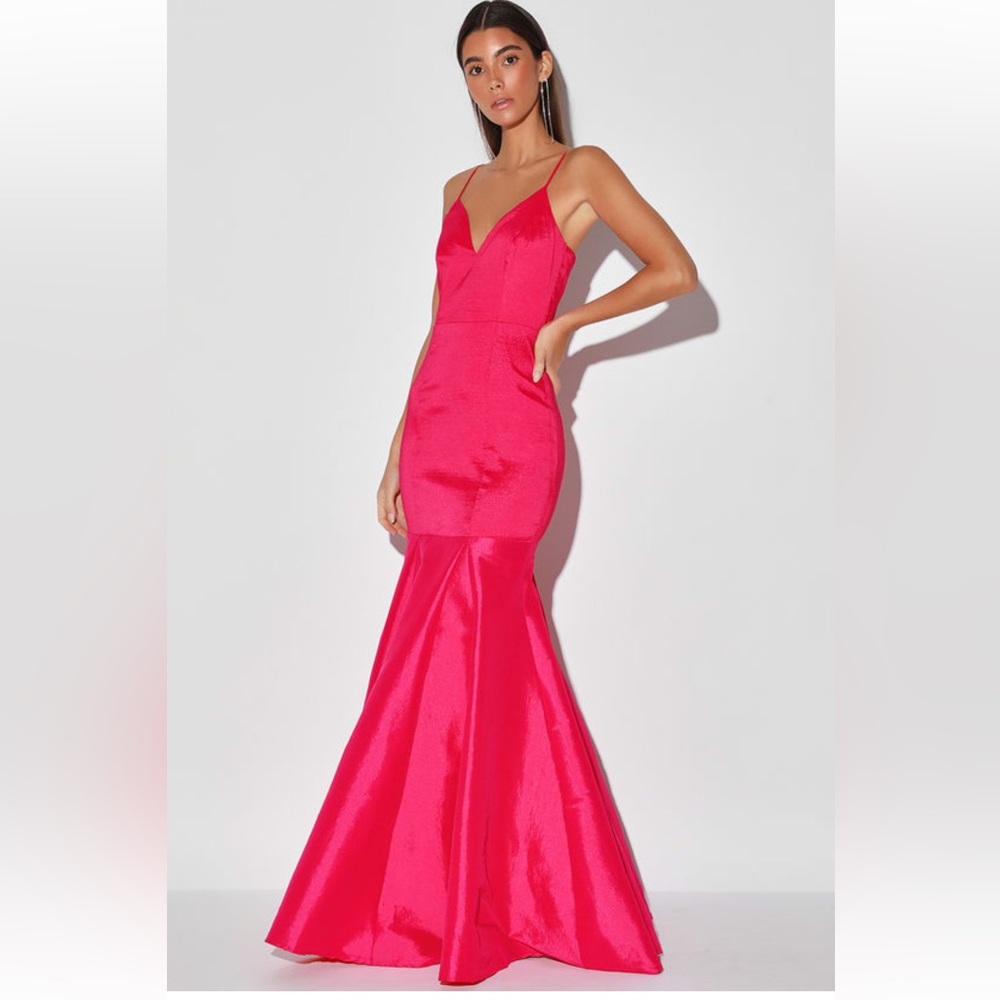 NWT Lulus Bright Pink Mermaid Dress - XS